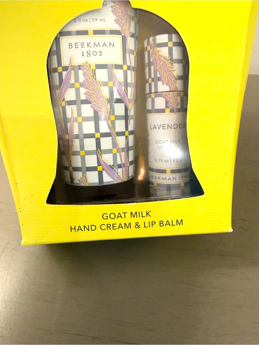 Beekman 1802 Goat Milk Lavender Lip Balm & Hand Cream Set NIP Gift Set Hostess